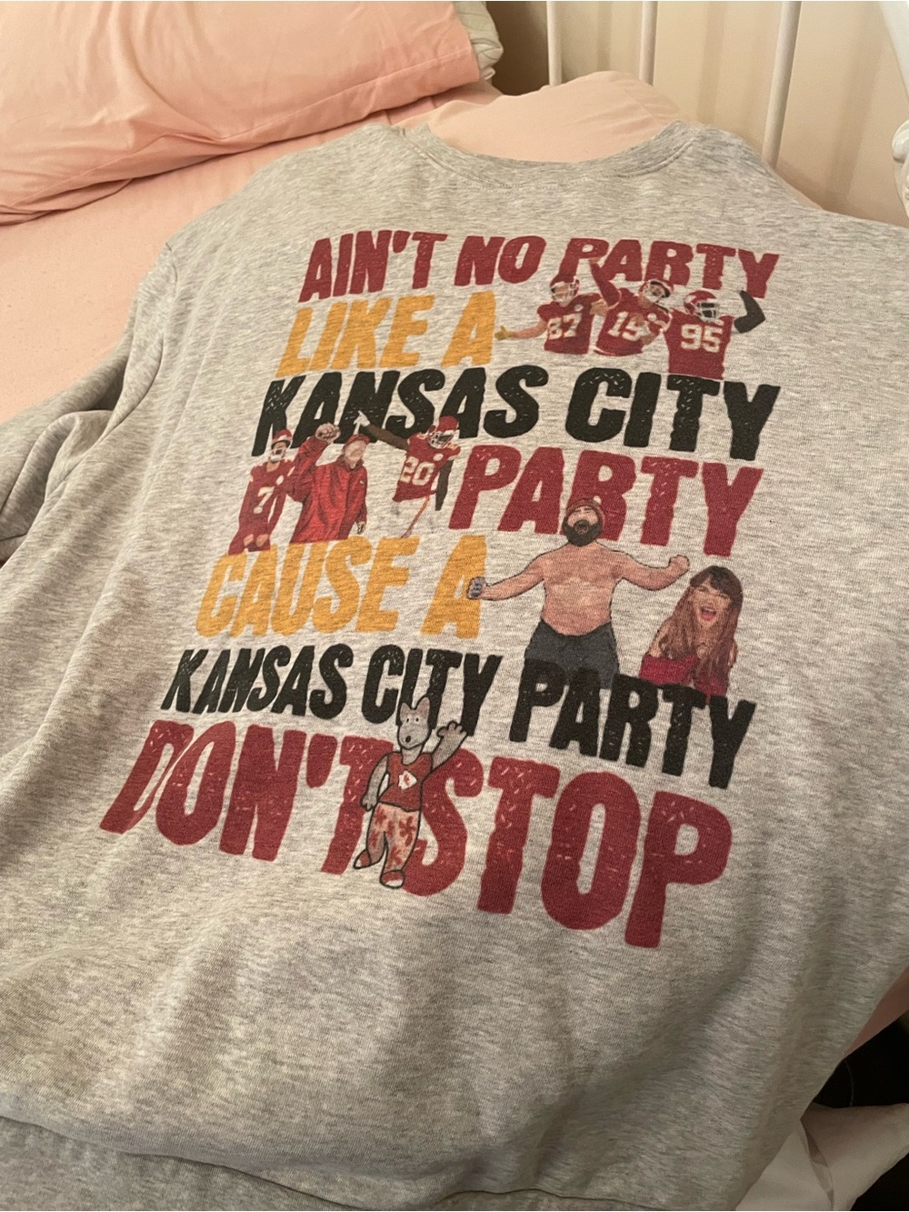 NFL Gray Kansas City Party Graphic Sweatshirt with Red & Gold Accents